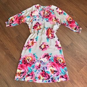Tibi New York 100% Silk Floral Midi Dress Size 2